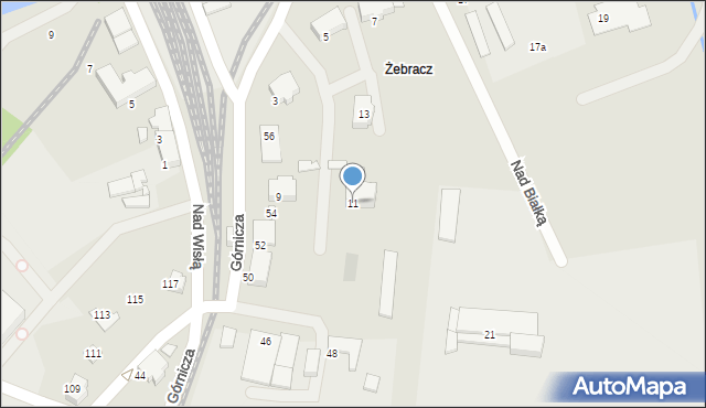 Czechowice-Dziedzice, Nad Białką, 11, mapa Czechowic-Dziedzic