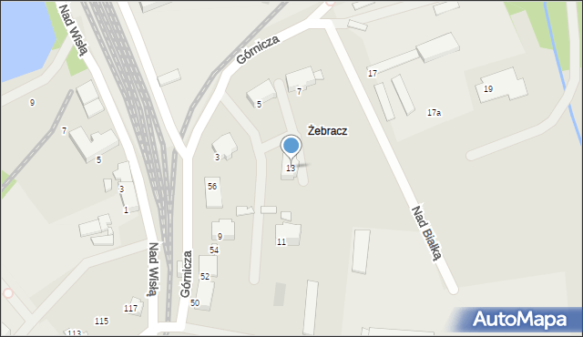 Czechowice-Dziedzice, Nad Białką, 13, mapa Czechowic-Dziedzic