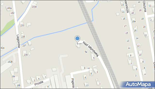 Czechowice-Dziedzice, Nad Młynówką, 7, mapa Czechowic-Dziedzic