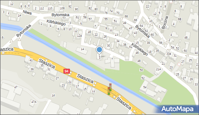 Czeladź, Nadrzeczna, 1, mapa Czeladź