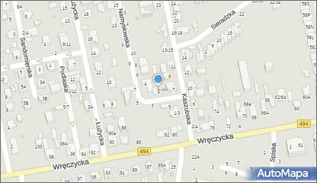 Częstochowa, Namysłowska, 2, mapa Częstochowy