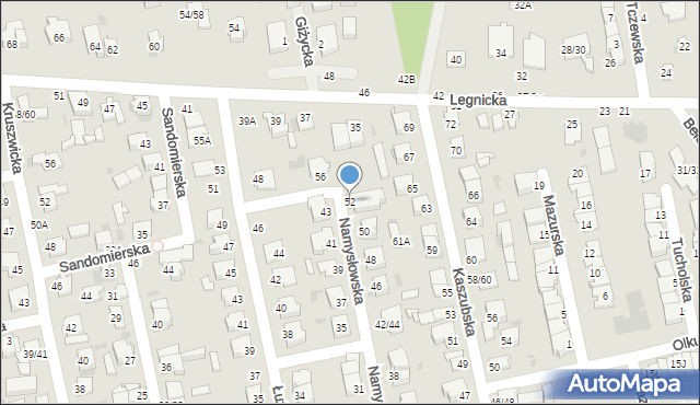 Częstochowa, Namysłowska, 52, mapa Częstochowy