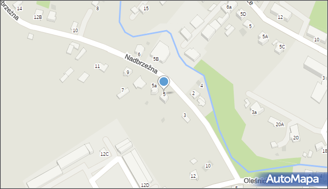 Dąbrowa Tarnowska, Nadbrzeżna, 5, mapa Dąbrowa Tarnowska