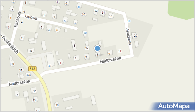 Drelów, Nadbrzeżna, 7, mapa Drelów