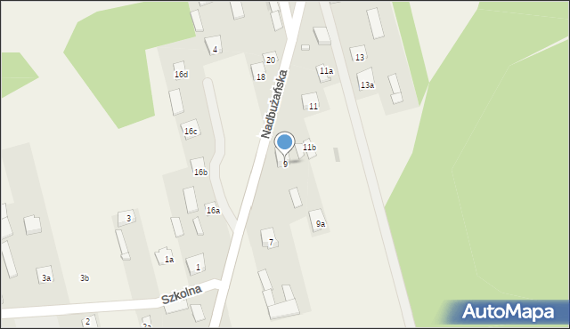 Dręszew, Nadbużańska, 9, mapa Dręszew