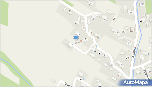 Filipowice, Na Wzgórzu, 17, mapa Filipowice