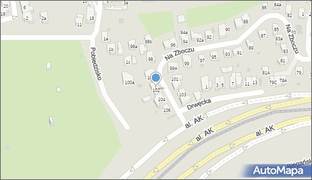 Gdańsk, Na Zboczu, 102, mapa Gdańska