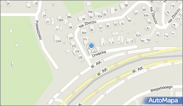 Gdańsk, Na Zboczu, 105, mapa Gdańska