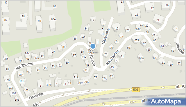 Gdańsk, Na Zboczu, 80a, mapa Gdańska