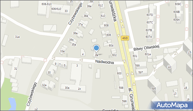 Gdańsk, Nadwodna, 2a, mapa Gdańska