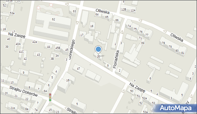 Gdańsk, Na Zaspę, 10, mapa Gdańska