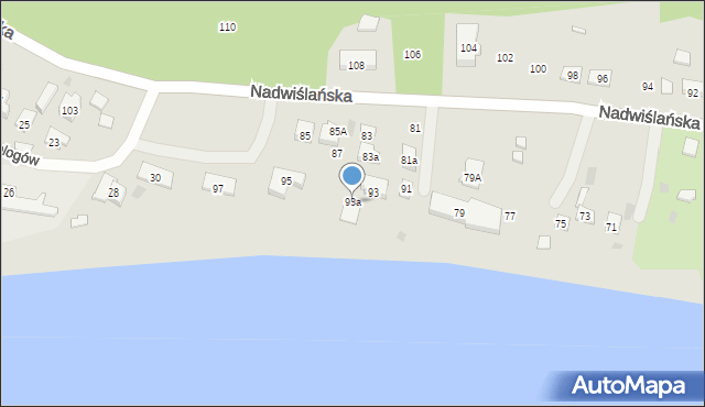 Gdańsk, Nadwiślańska, 93a, mapa Gdańska
