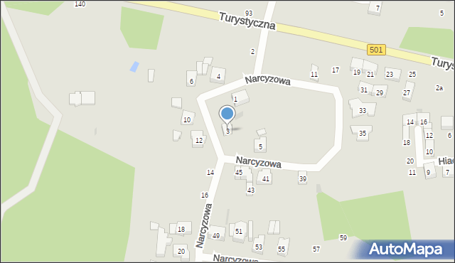 Gdańsk, Narcyzowa, 3, mapa Gdańska