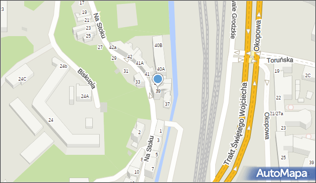 Gdańsk, Na Stoku, 39, mapa Gdańska