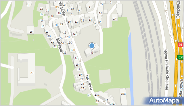 Gdańsk, Na Stoku, 43, mapa Gdańska