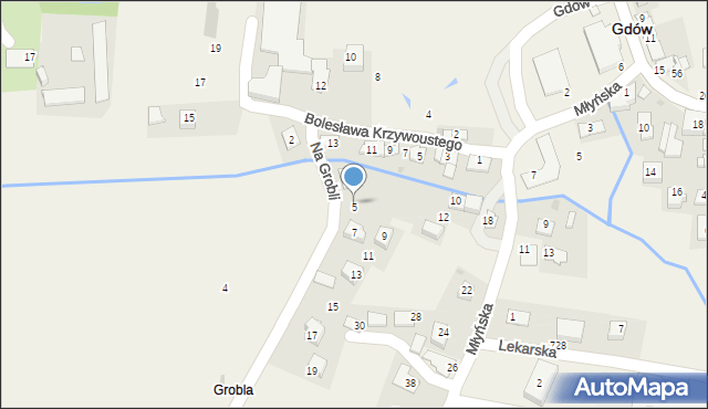 Gdów, Na Grobli, 5, mapa Gdów