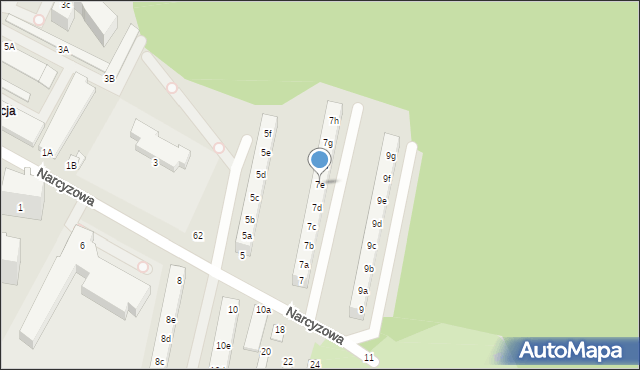 Gdynia, Narcyzowa, 7e, mapa Gdyni