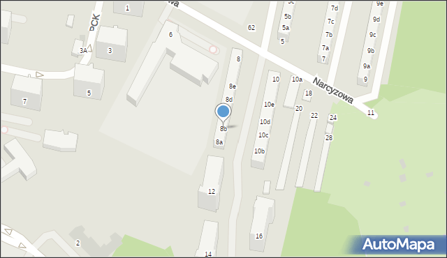 Gdynia, Narcyzowa, 8b, mapa Gdyni