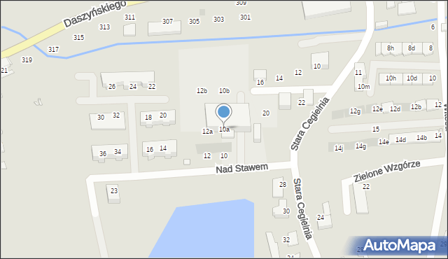 Gliwice, Nad Stawem, 10a, mapa Gliwic