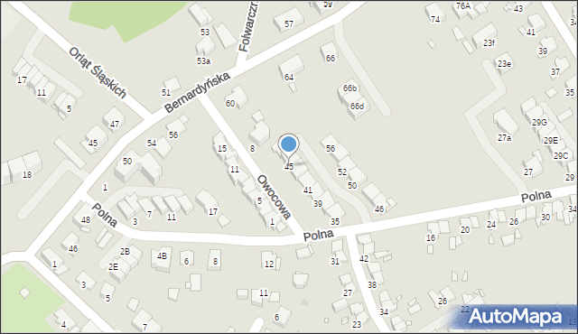 Gliwice, Na Miedzy, 45, mapa Gliwic
