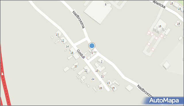 Gliwice, Nadbrzeżna, 1, mapa Gliwic