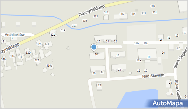 Gliwice, Nad Stawem, 30, mapa Gliwic