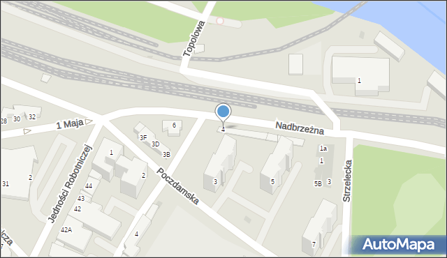 Głogów, Nadbrzeżna, 4, mapa Głogów