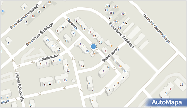 Głogów, Nankera, 12, mapa Głogów