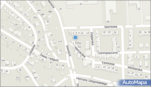 Głogów, Narciarska, 3, mapa Głogów
