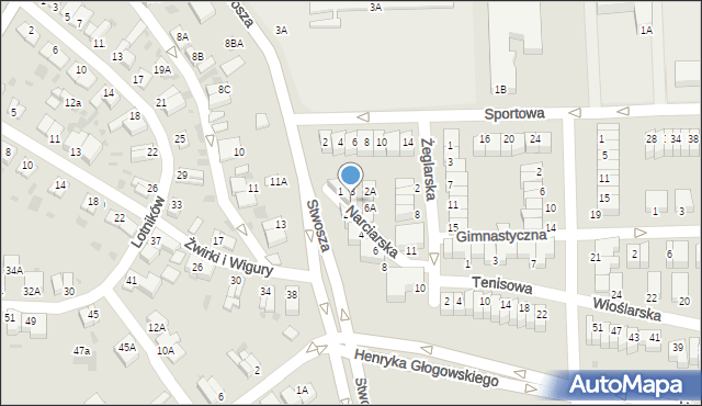 Głogów, Narciarska, 5, mapa Głogów