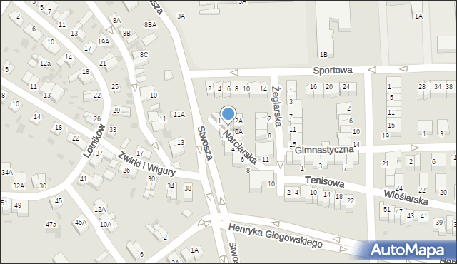 Głogów, Narciarska, 7, mapa Głogów