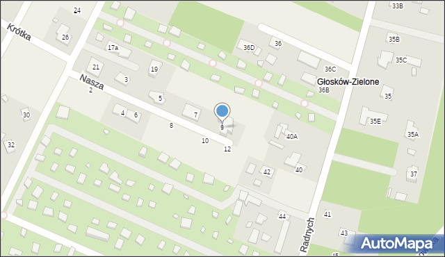 Głosków, Nasza, 9, mapa Głosków