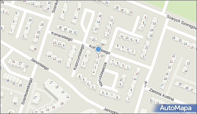 Gorzów Wielkopolski, Naruszewicza Adama, 1, mapa Gorzów Wielkopolski