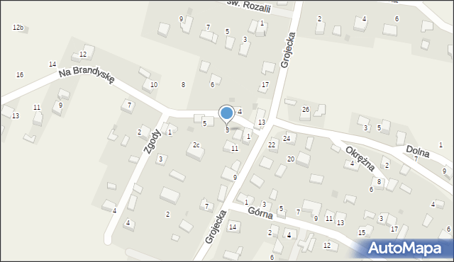 Grojec, Na Brandyskę, 3, mapa Grojec