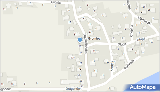Gromiec, Nadwiślańska, 18, mapa Gromiec