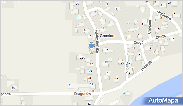 Gromiec, Nadwiślańska, 20, mapa Gromiec