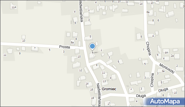 Gromiec, Nadwiślańska, 7, mapa Gromiec