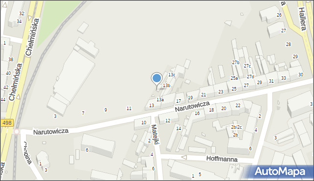 Grudziądz, Narutowicza Gabriela, 13d, mapa Grudziądza