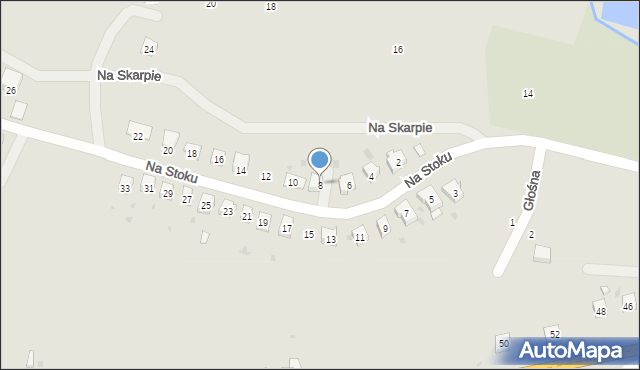 Grybów, Na Stoku, 8, mapa Grybów