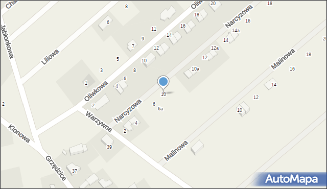 Grzędzice, Narcyzowa, 10, mapa Grzędzice