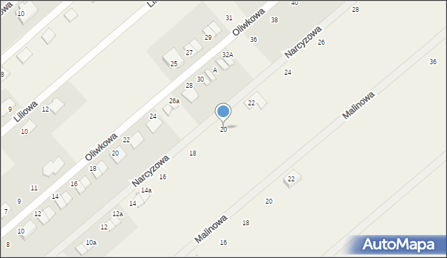 Grzędzice, Narcyzowa, 20, mapa Grzędzice