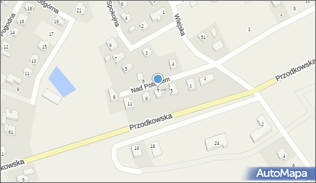 Grzybno, Nad Potokiem, 7, mapa Grzybno