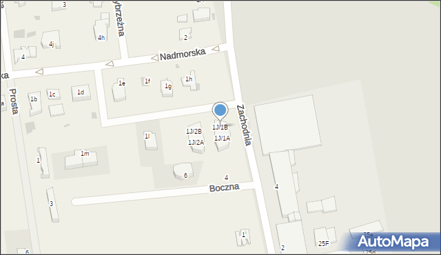 Grzybowo, Nadmorska, 1J/1B, mapa Grzybowo