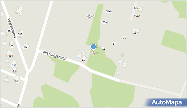 Imielin, Na Sarganach, 13, mapa Imielin