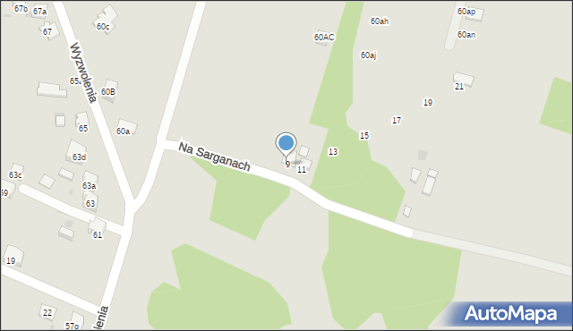 Imielin, Na Sarganach, 9, mapa Imielin