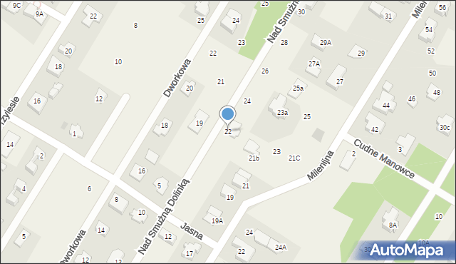 Jabłonna, Nad Smużną Dolinką, 22, mapa Jabłonna