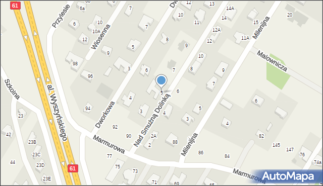 Jabłonna, Nad Smużną Dolinką, 5, mapa Jabłonna