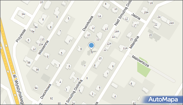 Jabłonna, Nad Smużną Dolinką, 9, mapa Jabłonna