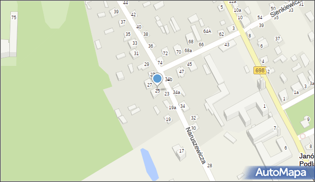 Janów Podlaski, Naruszewicza Adama, 25, mapa Janów Podlaski