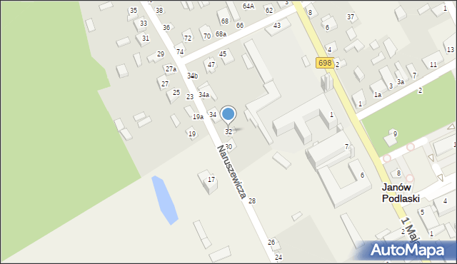 Janów Podlaski, Naruszewicza Adama, 32, mapa Janów Podlaski